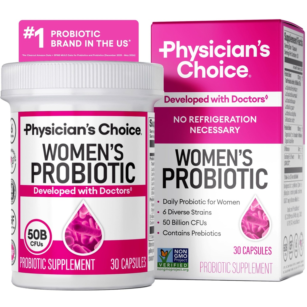 Probiotyki CHOICE dla kobiet - PH Balance, Digestive, UT, & Feminine Health - 50 Miliard CFU - 6 unikalnych szczepów dla niej - Prebiotyki organiczne, ekstrakt żurawinowy + - Kobiety Probiotyczne - 30 CT
