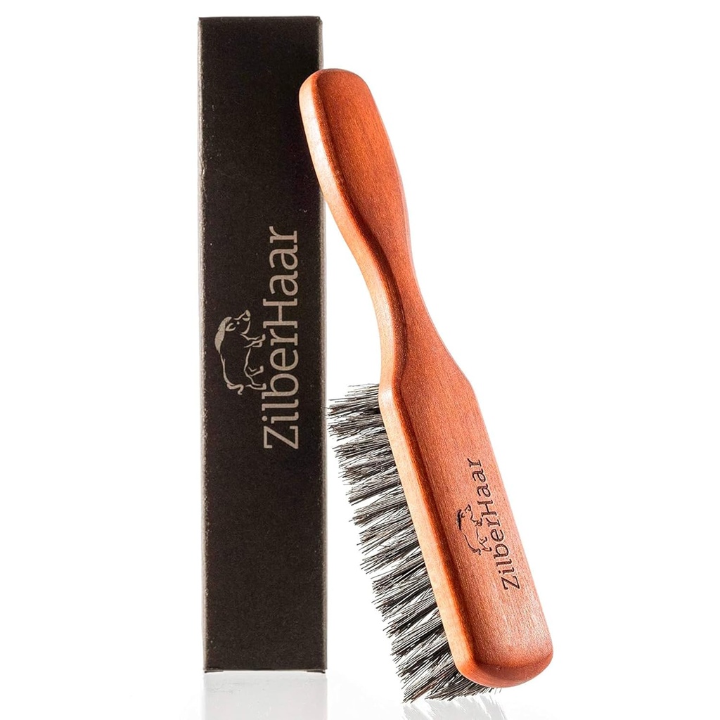ZilberHaar Regular Beard Brush - Soft Boar Bristles - Broda szczotka do pielęgnacji dla mężczyzn - Prosty i promuje wzrost brody - Pracuje z Beard Oils and Balms - Zasadnicze dla zestawów do pielęgnacji brody