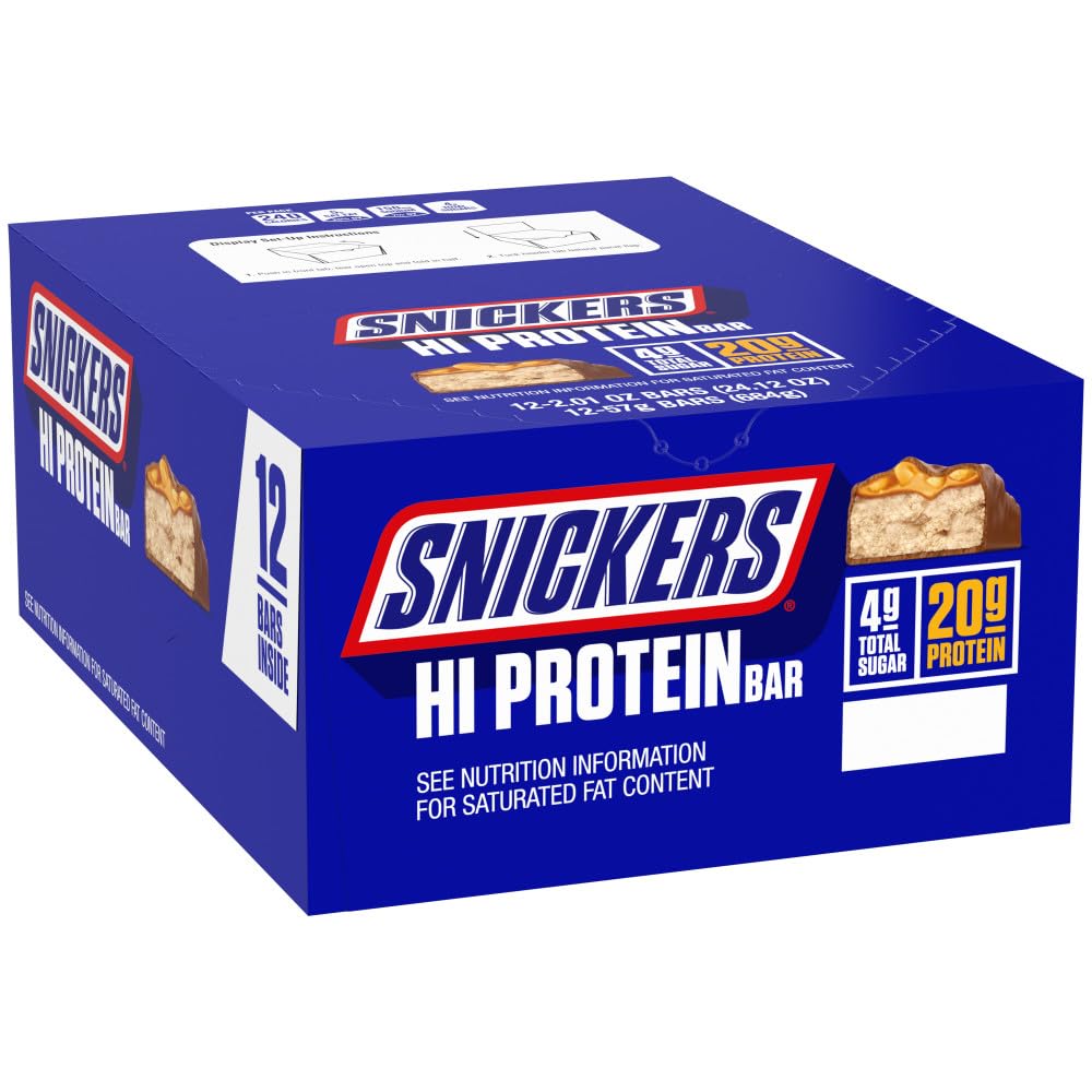 SNICKERS Peanut & Carmel Hi Protein Bar, 24.12 oz, 12 ct Box