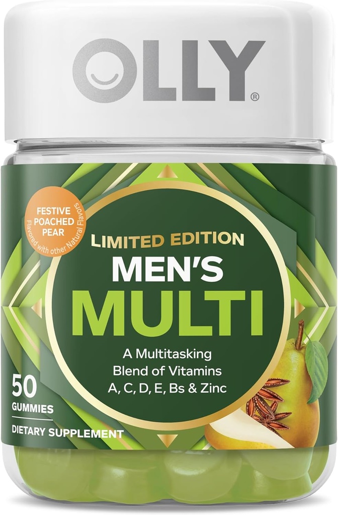 OLLY Men 's Multi, Vitamin A, C, D, E, B, Cynk, Limited Edition, Świąteczny cydr - 50ct