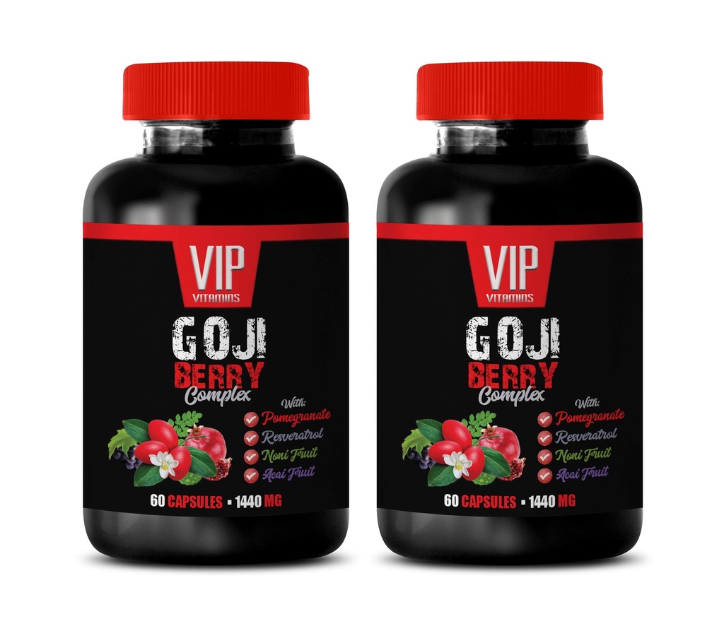 suplement przeciwutleniający - GOJI BERRY COMPLEX - Z POMEGRANATEM, RESVERATROL, NONI, ACAI - Granat witamina e dla skóry - przeciwutleniacze suplementy diety - witaminy przeciwutleniające - 2 Bot 120 Czapki