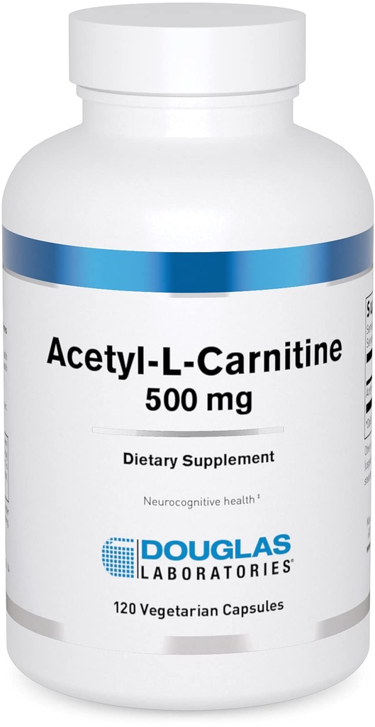 Douglas Laboratories Acetyl L- Carnitine 500 mg XI124; Wspomaga funkcje mózgu i nerwów podczas normalnego procesu starzenia * XI124; 120 Kapsułek