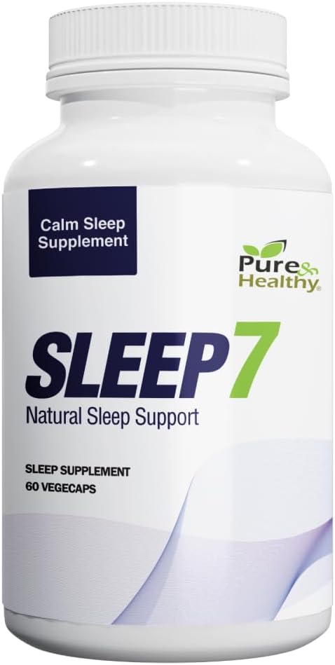 Pure & Healthy Sleep7 Natural Sleep Support w / Magnezu glicynian, Melatonina, L- Theanine, Valerian, Lemon Balm, GABA, i kwiat namiętności