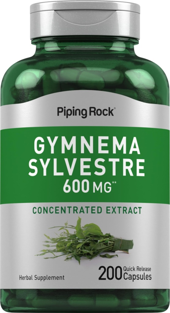 Piping Rock Gymnema Sylvestre Suplementy 600 mg 124; 200 Kapsułki 124; koncentrat Herbal Extract 124; Non- GMO i Gluten Free
