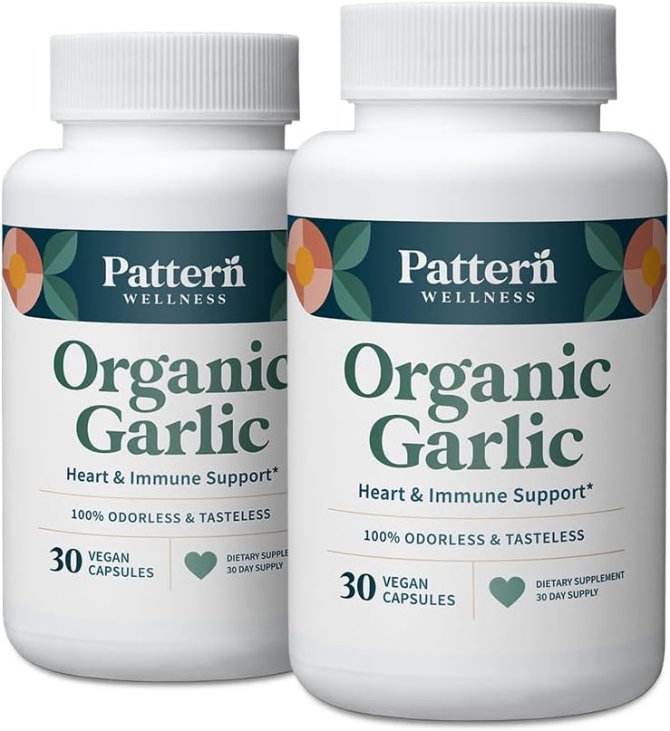 Wzór Wellness bezkostny Organiczny czosnek - 1000mg - Immune, Circulative & Heart Health Support - Non- GMO & Gluten Free - 60 Kapsułki Vegan