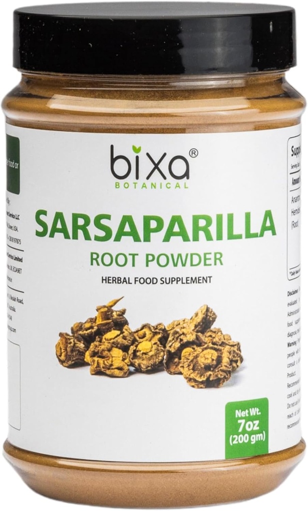 Bixa BOTANICAL Sarsaparilla Root Powder Incorporation 124; HEMIDESMUS INDICUS INDICUS 124; Anantmool 124; 200 Grams / 7 OZ Desorpcja 124; Ayurvedic Herbal Supplement Desorption 124; Gluten Free, Non-GMO, Steam Treated, Vegan, 100% Pure.