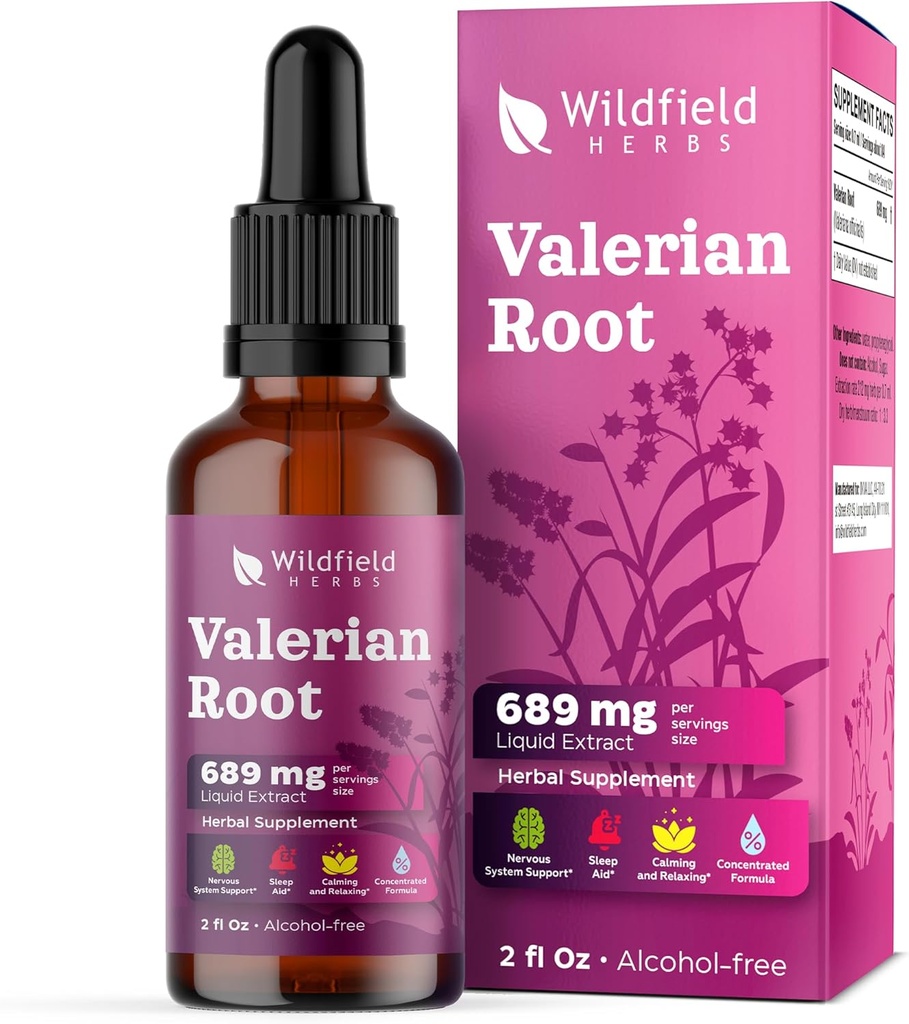 Valerian Root Extract Drops 1000mg (Valeriana officinalis) Herbal Supplement Absorbs Better Than Capsules, 2 Month Supply, 84 Servings, bez alkoholu nalewka - 2 Oz, Opakowanie 1