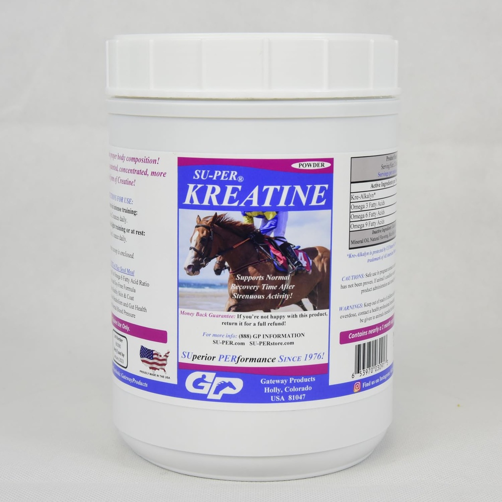 SU- PER Kreatine Energy Horse Supplement - Supports Energy Production, Stamina and Endurance - Equine Creatine Supplement with Kre- Alkalyn - 2.5 Funt, (2 opakowania)