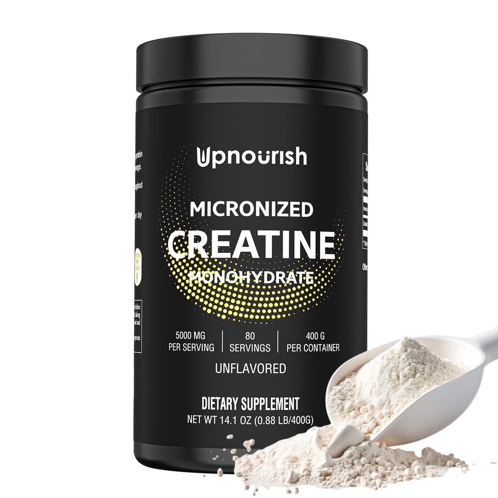 UpNourish Mikronized Kreator Monowodzian Proszek 400 G - Unflavored Vegan for Pre Workout, Muscle Building Pure Women and Men Instantized Supplement, 80 Służenie 14.1096 Ounce