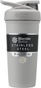 BlenderBottle Sport Izolowana stal nierdzewna Shaker Butelka z drutu Whisk, 24- Ounce, Grey - Shakes protein & Hydration dla sportowców & Fitness Entuzjastów, Easy Mixing, Keeps Drinki zimne, Lockable Lid