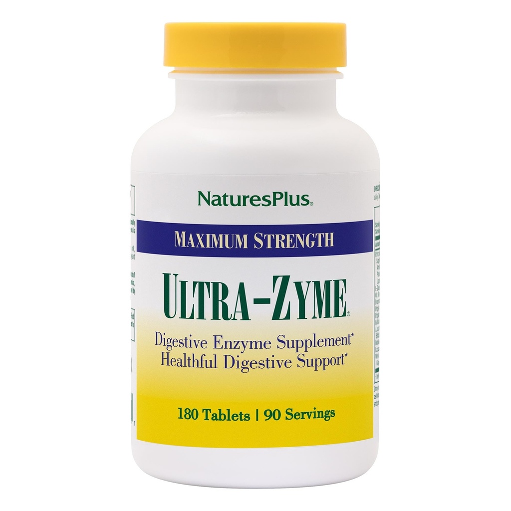 NaturesPlus Ultra- Zyme - 180 tabletek - Maksymalne stężenie suplementu enzymatycznego - 90