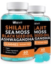 Shilajit Sea Moss Ashwagandha Gummies z Turmeric, Black Seed Oil, Witamina C D dla mężczyzn i kobiet, Shilajit i Ashwagandha Gummy, Wszystko w 1 Suplement do immunologicznego, Wchłanianie i Wsparcie energetyczne