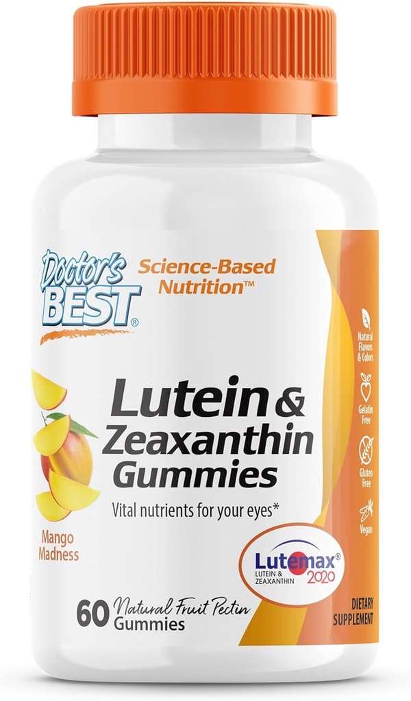 Najlepsza guma luteina lekarz z Lutemax 2020, 60 Ct, Supplement do żucia Natural Eye Supplement, Marigold Lutein, Zeaksantyna, Eye Health & Macular Support, Non-GMO, Natural Fruit Pectin, Wegan
