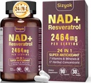 Suplement NAD, Liposomal NAD + Suplement z Resveratrol, NAD Resveratrol Suplement - Boost NAD + do obrony starzenia, Energia, Focus - Ultra przeciwutleniacz kapsułki