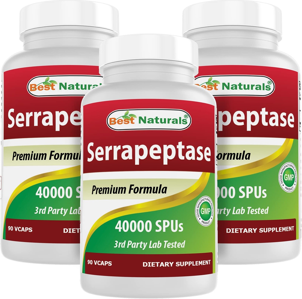 Najlepsi naturalni Serrapeptaza 40000 SPU 90 Vcaps (90 Liczba (Opakowanie po 3))