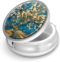 Pigułka Box- Computer Small Pill Case for Purse & Pocket Mini Metal Pill Holder Travel Pill Container do przechowywania suplementów Vitamin BPA- Free (Almond Blossom- Van Gogh)