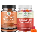 Paleta Herbal Thyroid Support - Potent Kelp Jod z L Tyrozyną, Bladderwrack, Selenium & Pure Ashwagandha i Witamina D3 Gummies - Pyszne D Dorośli z 2000IU na serwowanie dla mięśni kości
