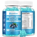 Biotin Gummies 15000mcg z kolagenem dla dorosłych Kobiety i mężczyźni - Włosy, skóra i paznokcie Gummies z biotyną - Kolagen dla kobiet - Wegan, Non-GMO, Witaminy do włosów - 60 Hrabia, 1 Pack