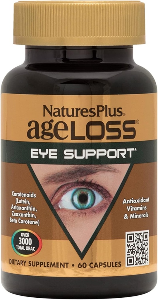 Natury Plus AgeLoss Eye Support - 60 Kapsułek - z luteiną, astaksantyną i zeaksantyną - wegetarianin, Gluten Free - 30 Sług