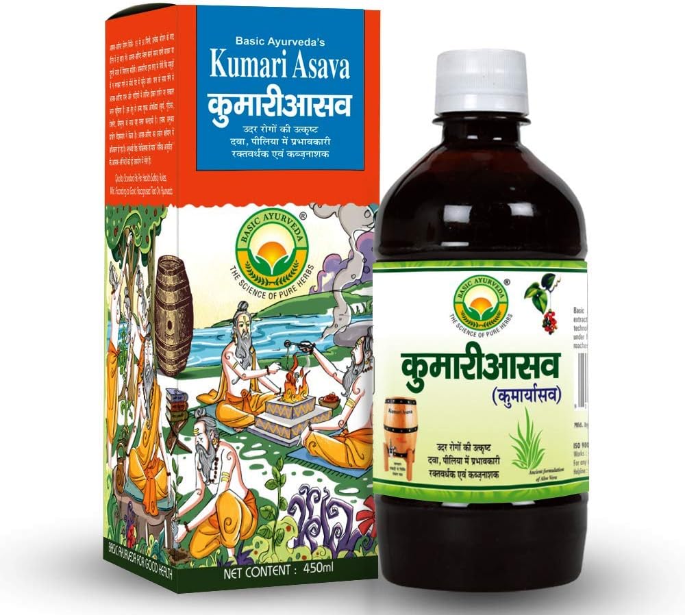 Basic Ayurveda Kumari Asava 450ml Efektywny w Problemy z wątrobą & Poprawić trawienie 124; Poprawa Appetite Nether124; Relieves Zaparcia 124; Pomocna w Piles Nether124; Przydatna w problemy związane z żołądkiem