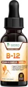 B- 12 Witamina Energy Drops (Metylokobalamina) Dodatkowa siła Super B Complex - Podjęzykowy B12 Liquid for Immune Support, Heart Health & Cellular Energy Support, Malina Flavored - 2 Fl Oz