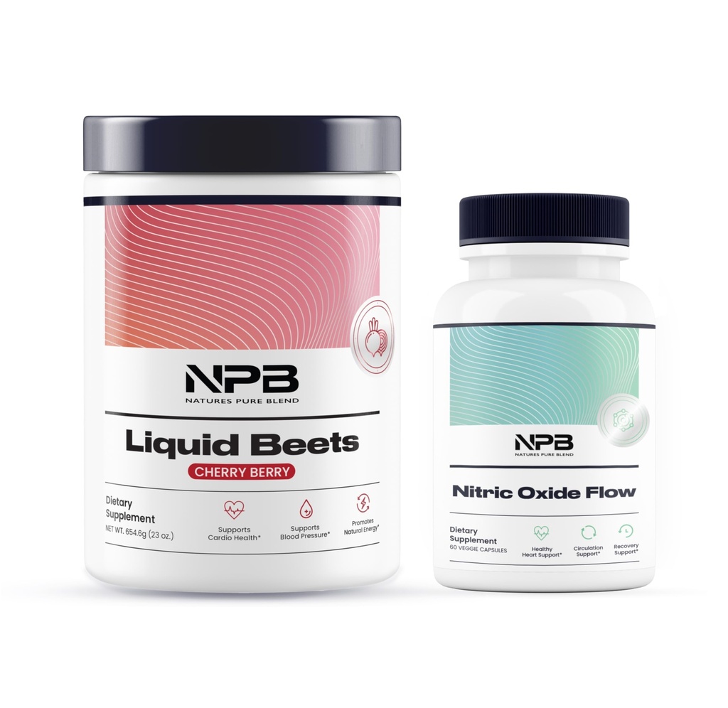 Naturalny czysty mieszany tlenek azotu Flow & Liquid Beets Bundle - Podparcie ciśnienia krwi, Zwiększenie cyrkulacji - Organiczny proszek korzeniowy buraków 8,000mg