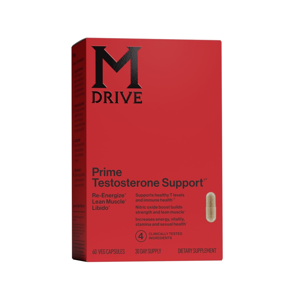 Mdrive Prime - Men 's T-Support Supplement, Max Energy, Focus & Lean Muscle, KSM- 66 Ashwagandha, S7 Nitric Oxide Booster, Bioperine i DHEA, 30 Sług, 60 Hrabia
