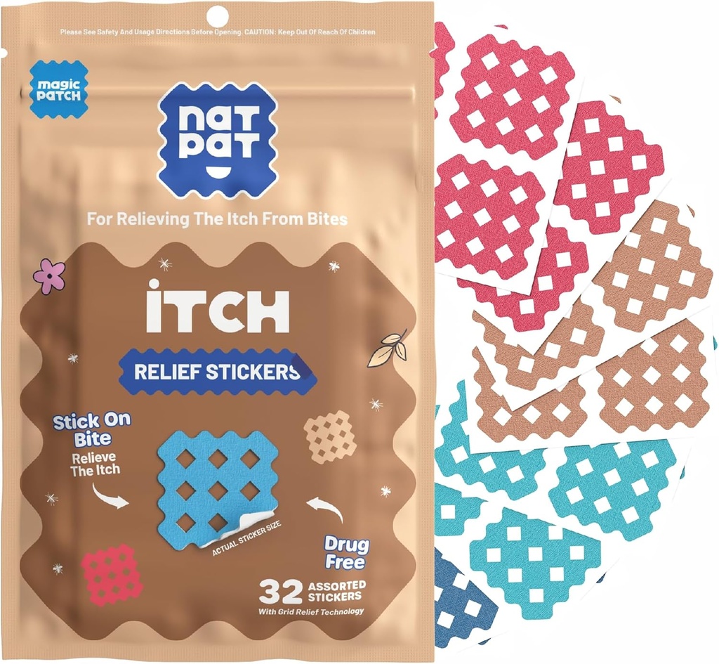 NATPAT Magic Patch Itch Itch Stickers - Insect Bite Patch for Mosquitos, Ticks, Midge, Sandflies i Bed Bug Bites - Buzzpatch - 32 Hrabia