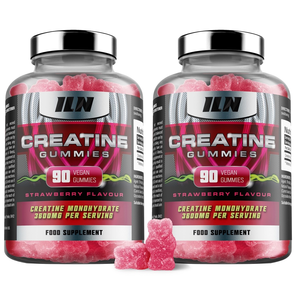 Iron Labs Nutrition Creatine Monhydrate (180 Gummy Bears) - 3600mg Per Serving - Strawberry Flavor - Wysoka siła Kreatyna dla mężczyzn i kobiet (180 Wegan Gummies)
