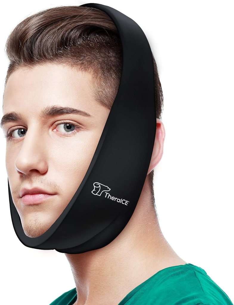 TheraICE Soft Wisdom Teeth Recovery Ice Pack Face Wrap. TMJ Pain Relief Product. Stomatologiczna opaczka na lód. Jaw Chin Tonsillektomia głowy szczęki twarzy Biustonosz rozciągliwe zimny żel. No Hard insert-1 Rozmiar