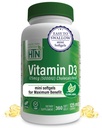 Zdrowie Thru Nutrition Witamina D3 5000iu 360 Mini Softgels dla maksymalnej korzyści rok dostaw 124; 125mcg Cholecalciferol 124; 3. strona Tested 124; Non-GMO USP Stopień jakości ekologicznej EVOO 124; Wsparcie dla zdrowia immunologicznego