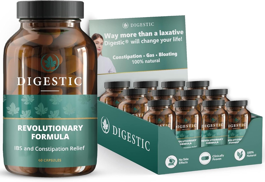 Digestic - Laxative for Zaparcia Relief - Stool Softener for IBS Ciężkie Zaparcia 100% Naturalne - 720 Kapsułki - Colon Detox Cleanse, dla Bloating and Gas Relief - Profesjonalny Reseller Pack