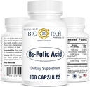 Bio- Tech Pharmacal B6- Kwas foliowy, 100 Kapsułki - All- Natural Supplement - Wspiera zdrowie układu sercowo-naczyniowego, kości i układu nerwowego - No Dairy, Fish, Gluten, Peanut, Shellfish, Halal, & Soy - Nie