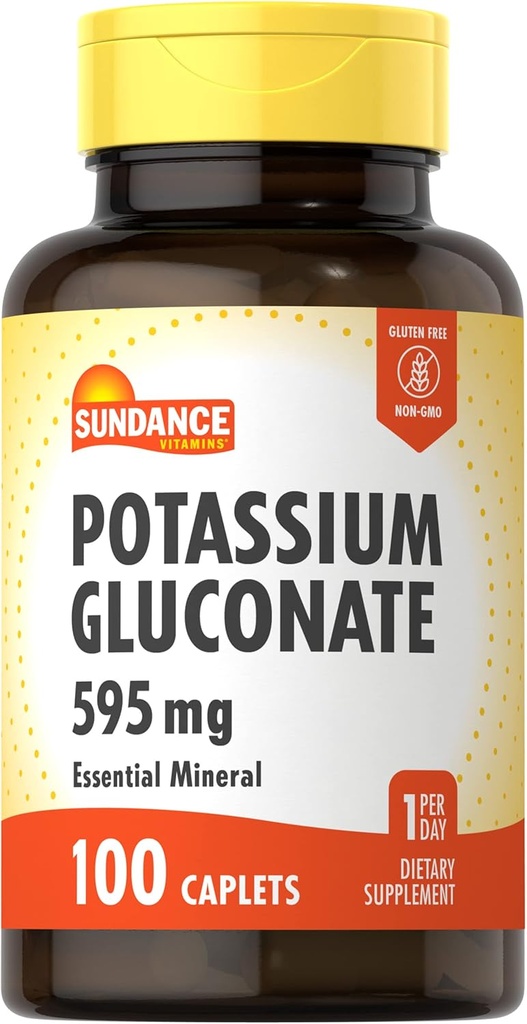 Sundance Potasu Glukonian 595mg XI124; 100 Hrabia XI124; Essential Mineral Supplement XI124; Wegetarianin, Non-GMO, i Gluten Free Formuła