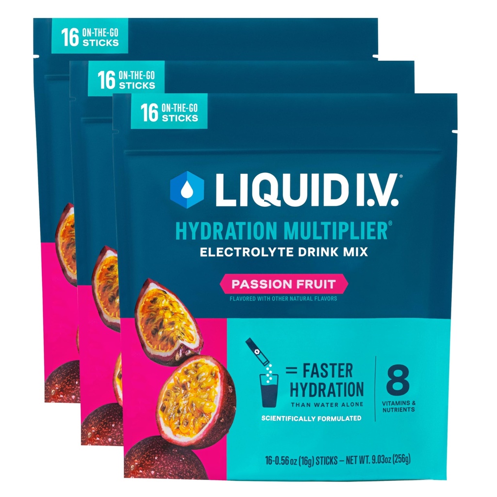 Płynny płyn do nawadniania - Passion Fruit Equipment 124; Electrolyte w proszku Drink Mix Equipment 124; 3 opakowania (48 Servings)
