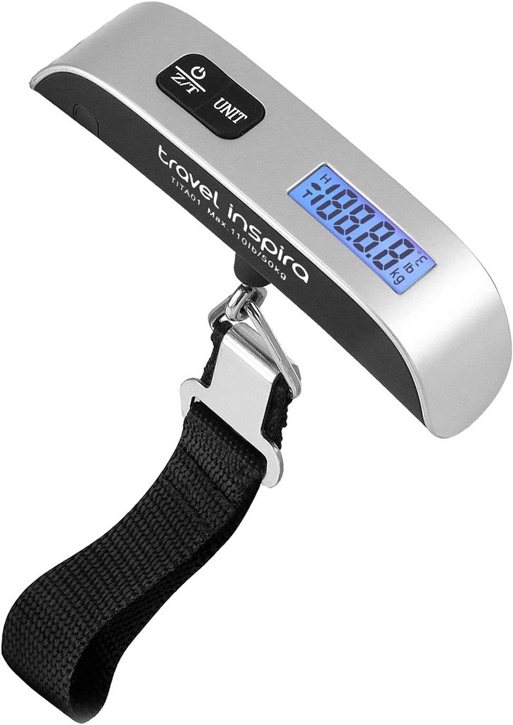 Travel Attura Scale, Przenośne Digital Hanging Bagage Scale for Travel, Suitcase waga skala z farbą gumową, 110 funtów, Battery Wliczone