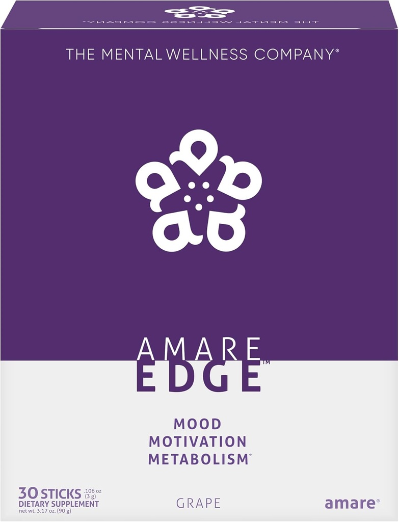 Amare Edge ™ Plant Based Nootropowy napój proszkowy dla trwałości i motywacji, Grape, 30 Służenia