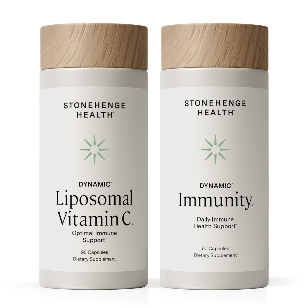 Stonehenge Health Dynamiczna witamina liposomalna C + Dynamiczne suplementy do łączenia odporności w celu wsparcia układu immunologicznego, syntezy kolagenowej i zdrowia mózgu