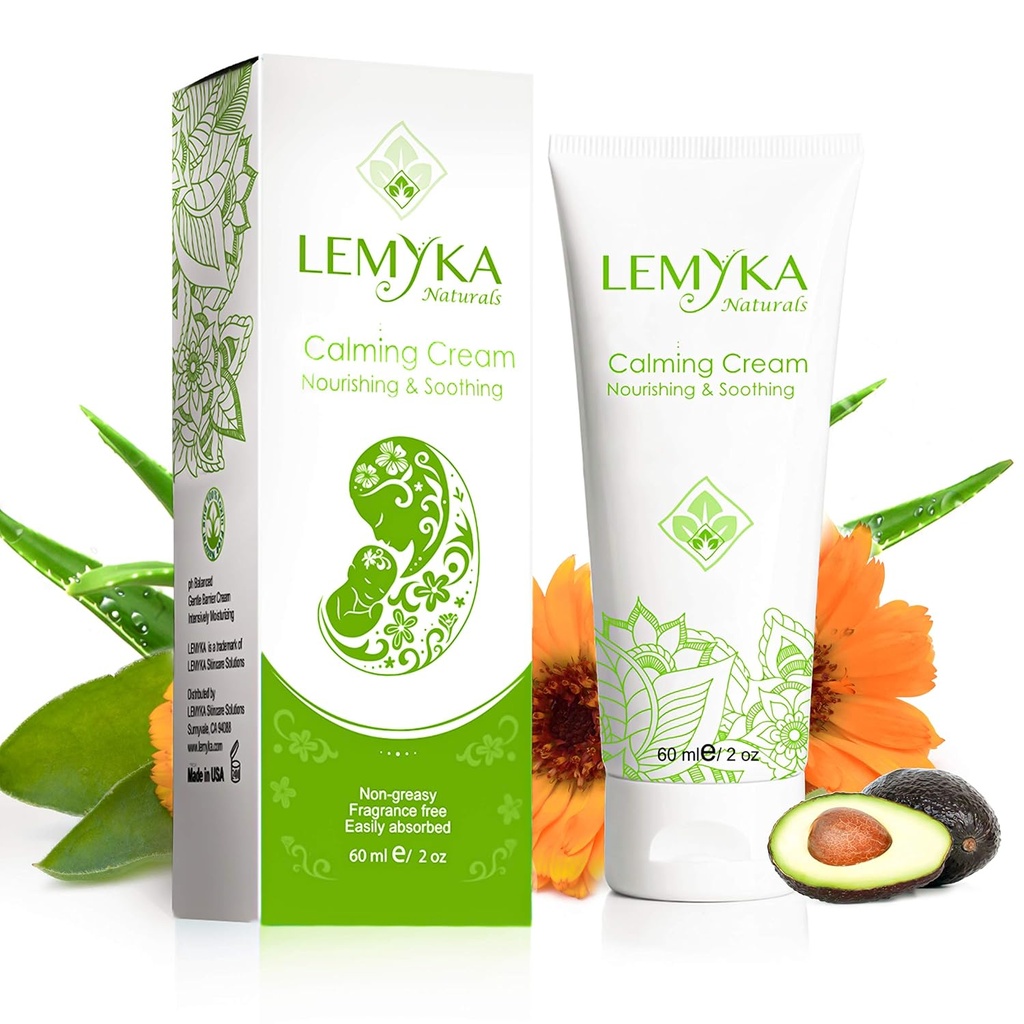 Naturalna Eczema Cream, Itch Relief do atopowego zapalenia skóry, Kojąca & Intensywnie nawilżające, Suchy pęknięty balsam skóry, Anti Itch Ointment, 10X Organic aloe vera, ceramidy, LEMYKA, 2OZ