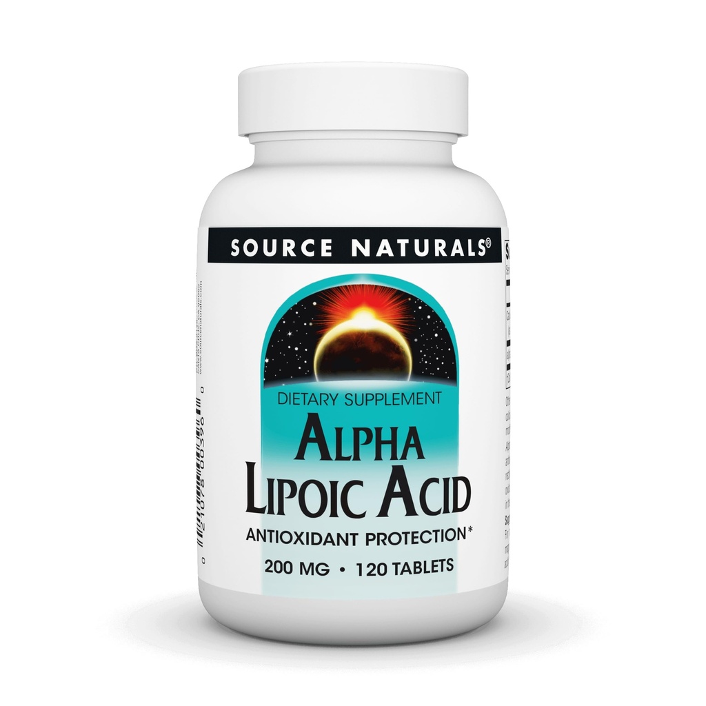 Źródło Naturals Alpha Lipoic Acid 200 mg wspomaga zdrowe metabolizm cukru, czynność wątroby i wytwarzanie energii - 120 tabletek