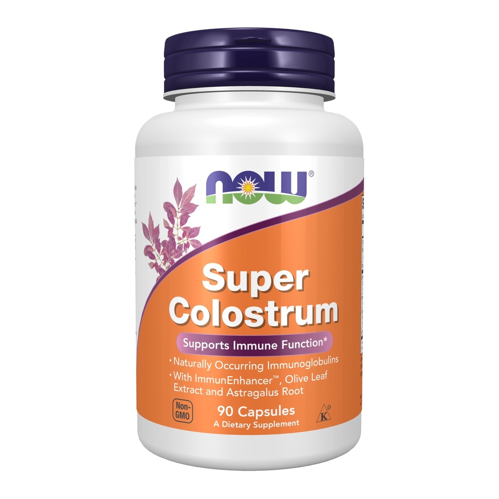 Teraz suplementy żywności, Super Colostrum 500 mg, naturalnie występujące immunoglobuliny z ImmunEnhancer ™, Olive Leaf Extract i Astragalus Root, 90 Kapsułki Veg
