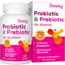 Probiotyki pochwy, 70 Miliard CFU Probiotyki dla kobiet, 13- in-1 Kobiet Probiotyczne i Organiczne Prebiotyki dla Vaginal, Urynary, pH Równowaga, Immune, Gut & Digestive, Bloating Health - 2 Dostawy Miesiące