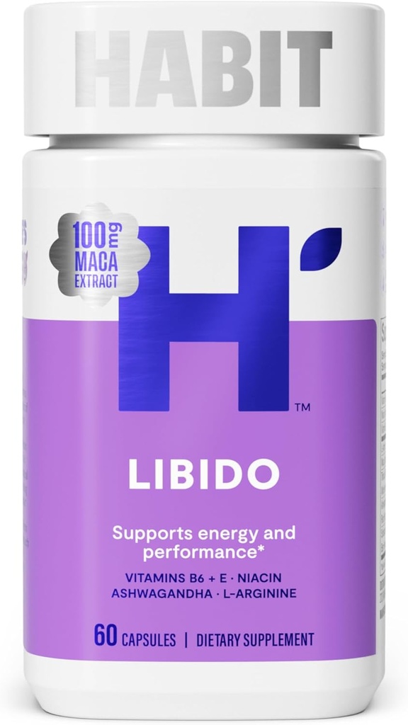 Suplement Habit Libido (60 Kapsułek) - Nowy wygląd, Natural Aphrodisiac Mieszanka z Maca, Ashwagandha L- Arginina, Wsparcie energii i wydajności, Wegan, Non-GMO (1 Pack)