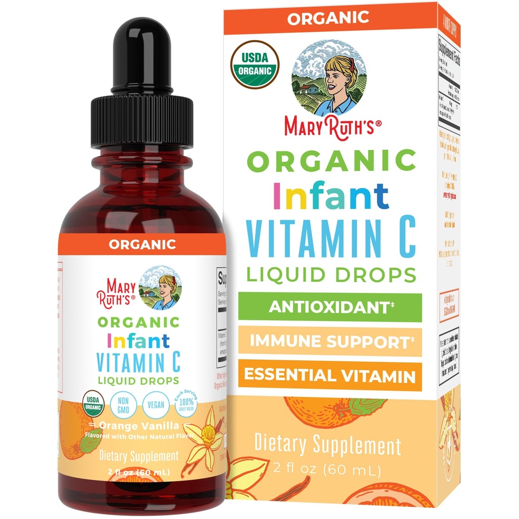 MaryRuth Organic Infant & Baby witaminy C Suplement do wstrzykiwań 124; USDA Organic Witamina C Krople płynne dla niemowląt 124; Wiek 6- 12 Miesiące dla niemowląt 124; Wsparcie immunologiczne 124; Ogólny stan zdrowia 124; Wegan 124; Non-GMO Dream124; Gluten wolny 124; 2 Fl Oz