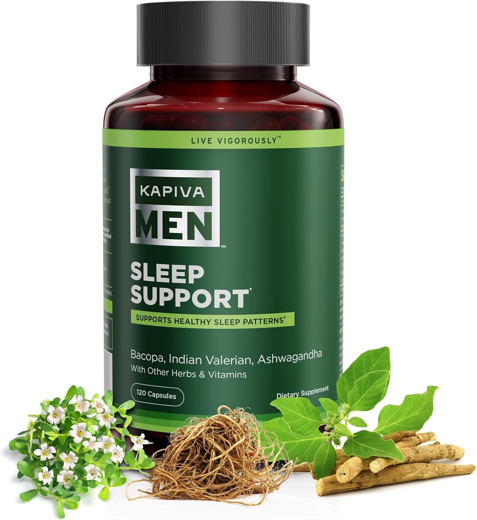 Suplement wsparcia snu z Bacopa, Valerian, Ashwagandha i innych ziół i witamin, Pomaga zdrowe wzorce snu, 60 Day Supply, 120 Kapsułki