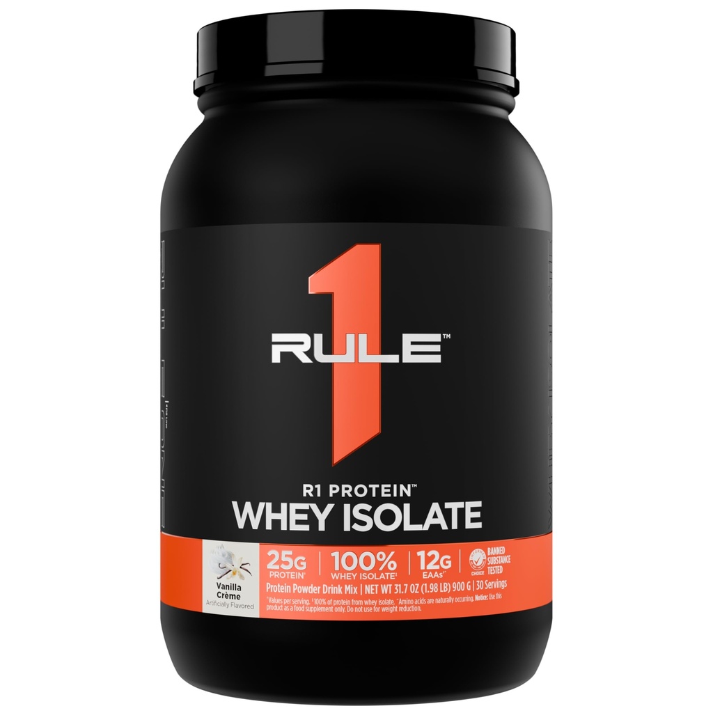 Zasada 1 R1 Białko Izolat serwatki - z 25 g białka i 6g BCAA Wyłącznie z Izolowanych i Zhydrolizowanych Źródeł do Odzyskiwania Warsztatów (2 Funty *, Vanilla Créme)