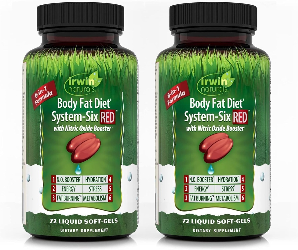 Irwin Naturals Body Fat Diet System- Six RED - 72 Płynne żele - 2 opakowania