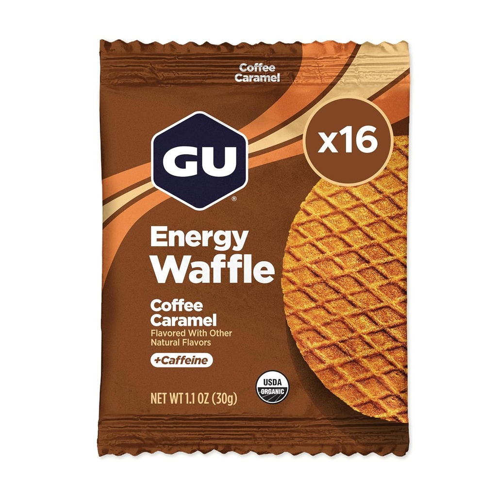 GU Energia Stroopflavel Karmel Kawa Sporty Żywienie Wafle, Kofeina Wliczone, i Kosher Dairy, Energia On- The- dla każdego treningu, 16 Hrabia