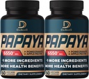 10in1 Czyste enzymy Papaya do trawienia 6550mg 4 Miesiące wsparcia trawienie, immunologiczne & Zdrowie ciała - Mieszane z ekstrahowanym Granat, Jabłko Pectin, Ginger, Turmeric, Peppermint - 2 opakowania 60 Liczby