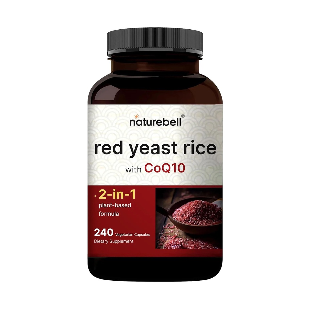 Czerwony Yeast Rice z CoQ10, 240 Veggie kapsułki 124; Advanced Heart Health Herbal Supplement - Antyoksydant Support for Energy & Heart Health - Non-GMO